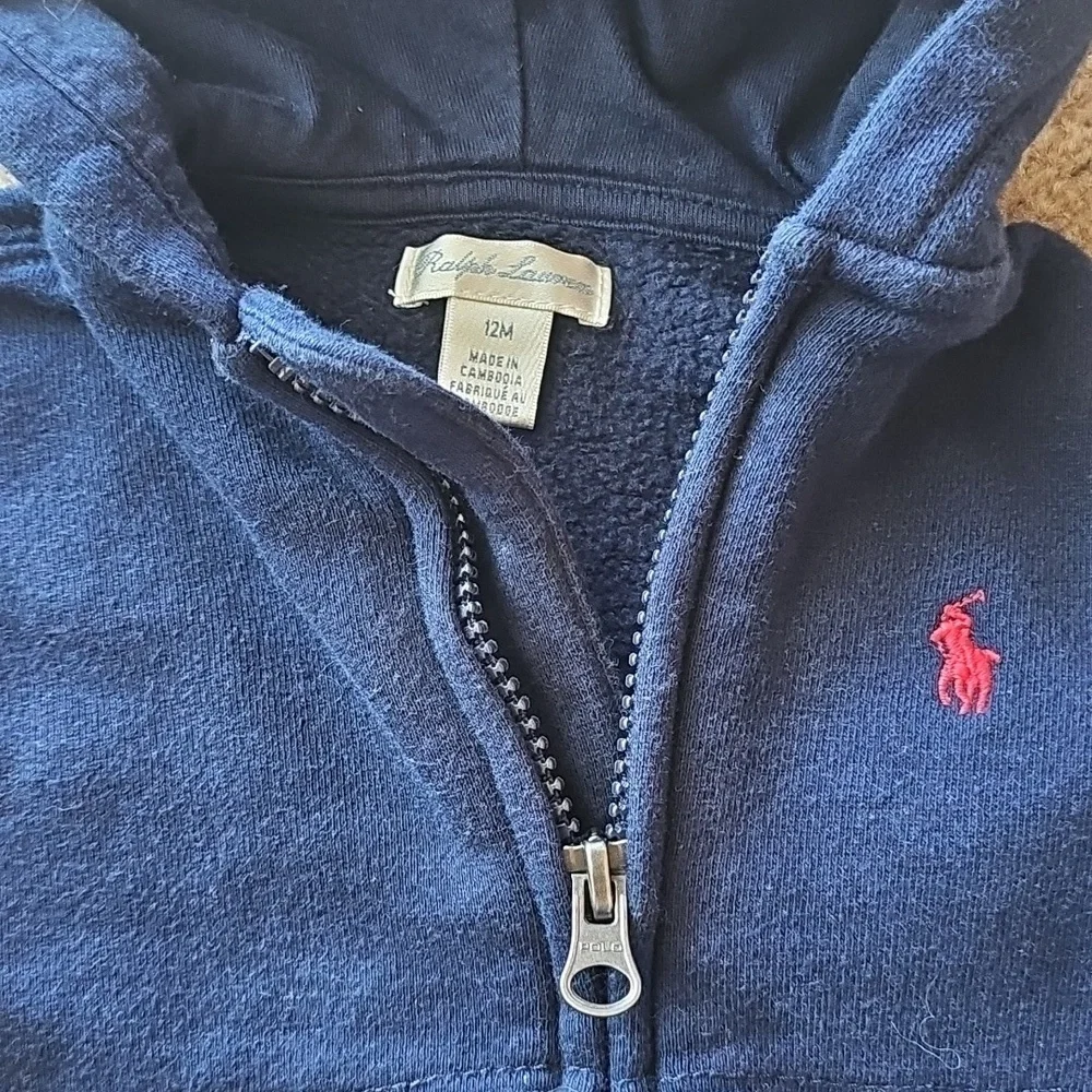 Ralph Lauren Navy Zip-Up Hoodie Baby Boys Size 12M